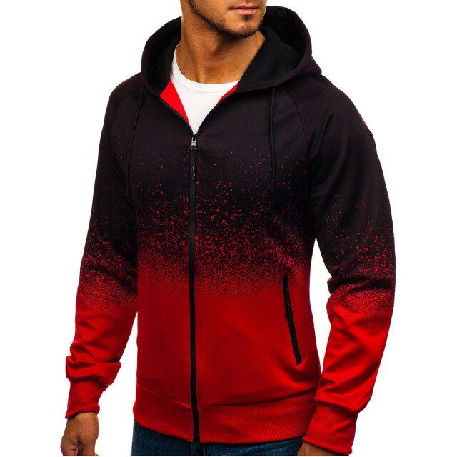 2020 Autumn and Winter New Men's Sweatshirt Casual Personality Printing Hooded Sweater Cardigan Fitness Running Training Jacket - Mandenge - Fall Outfit 2021