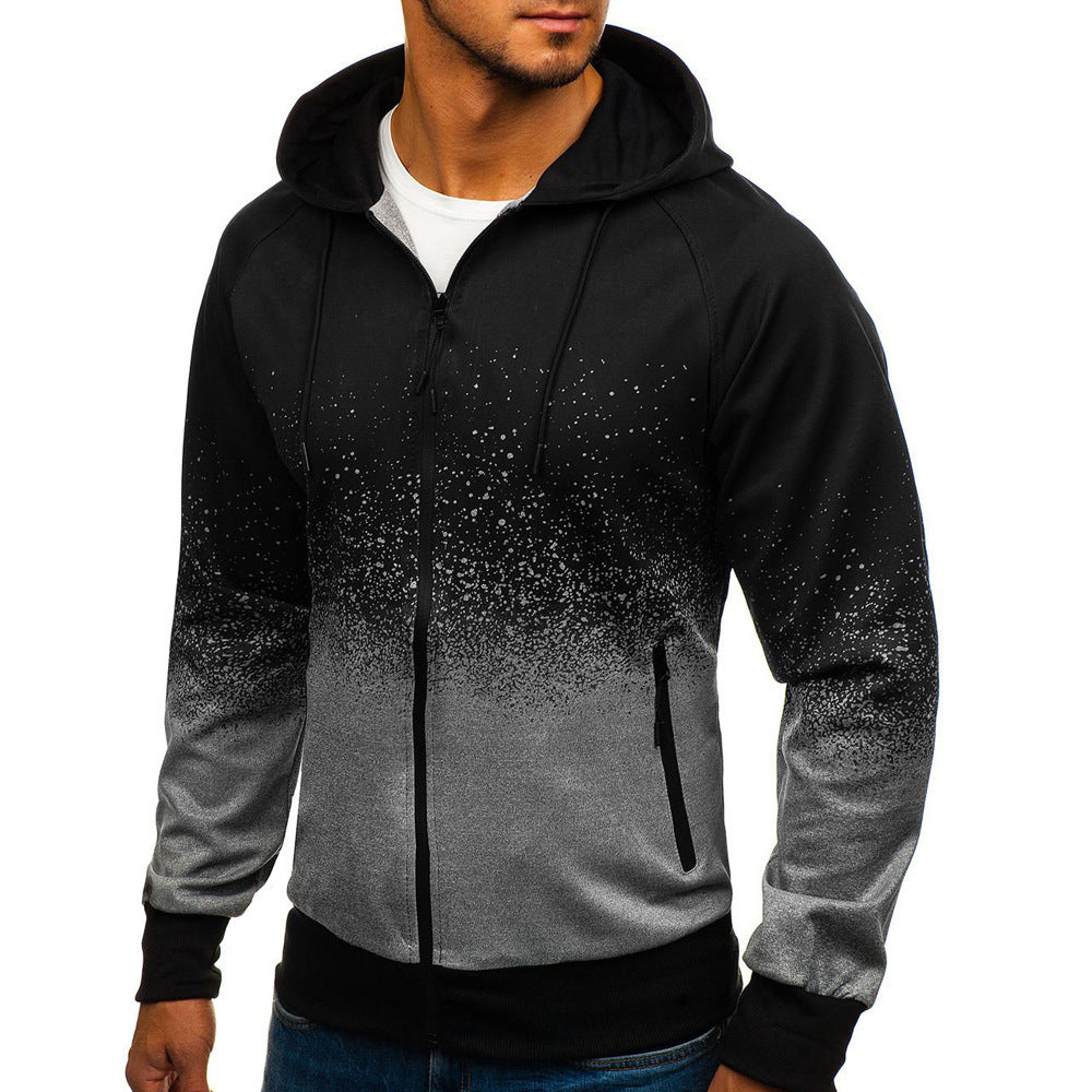 2020 Autumn and Winter New Men's Sweatshirt Casual Personality Printing Hooded Sweater Cardigan Fitness Running Training Jacket - Mandenge - Fall Outfit 2021
