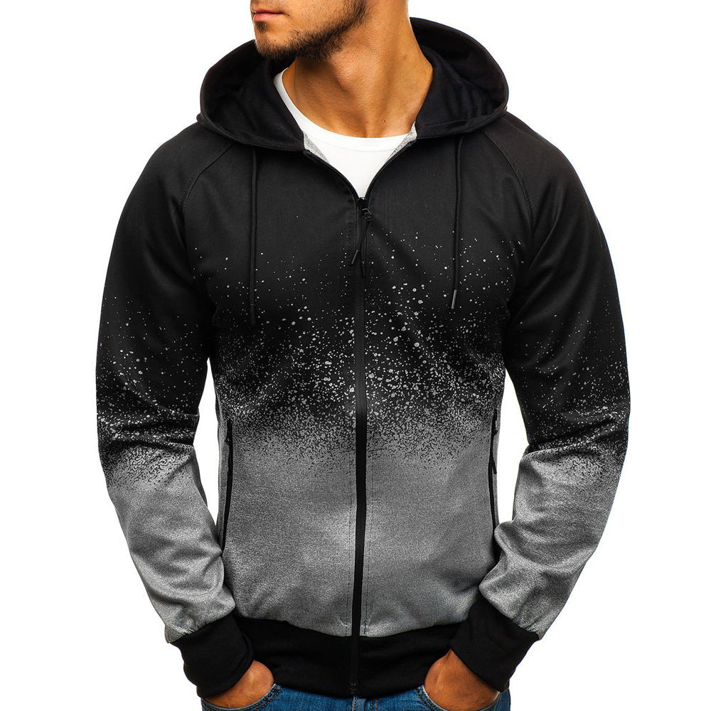 2020 Autumn and Winter New Men's Sweatshirt Casual Personality Printing Hooded Sweater Cardigan Fitness Running Training Jacket - Mandenge - Fall Outfit 2021