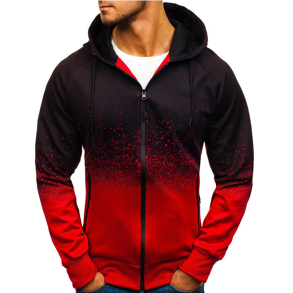 2020 Autumn and Winter New Men's Sweatshirt Casual Personality Printing Hooded Sweater Cardigan Fitness Running Training Jacket - Mandenge - Fall Outfit 2021