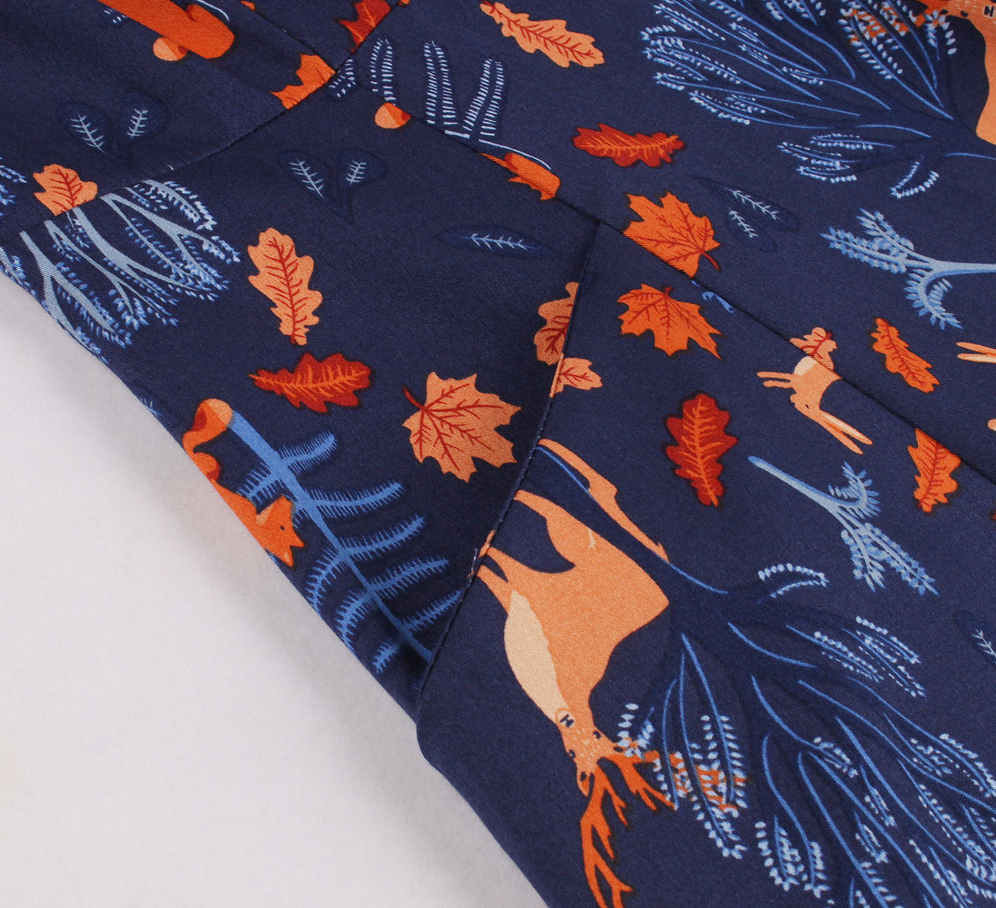 Robe imprimée forêt bleue - Mandenge