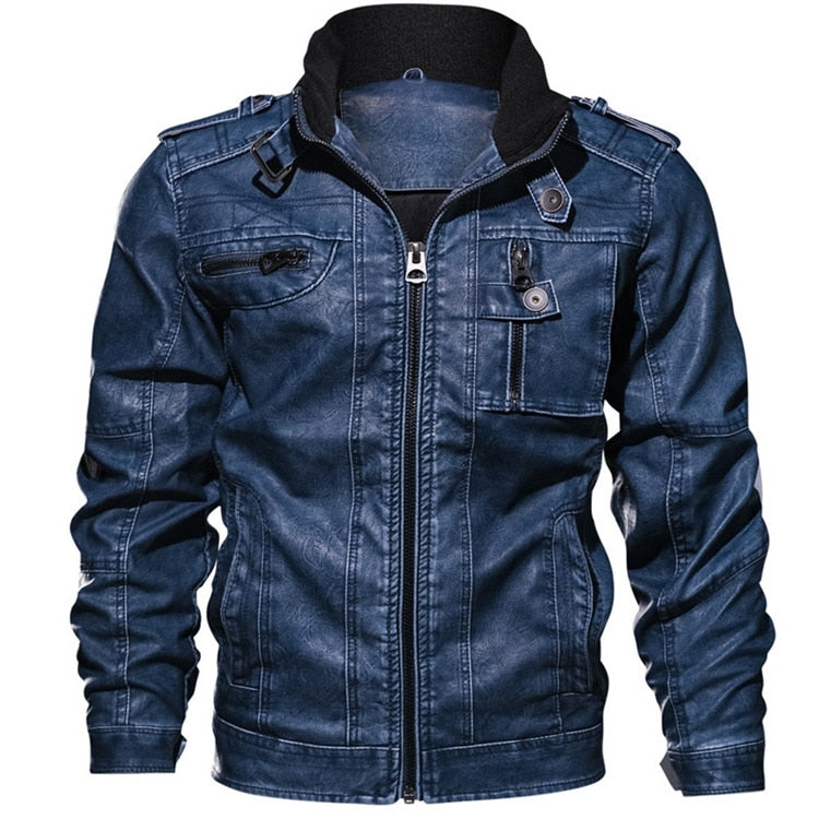 Veste slim faux cuir - mandenge - bleu