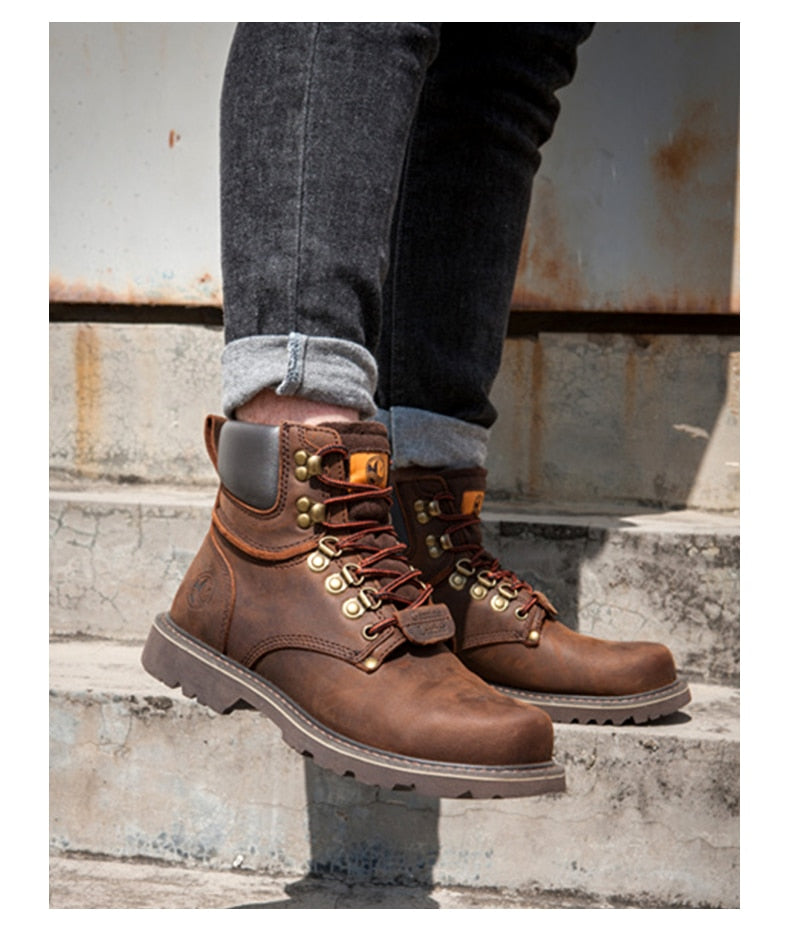 Hiking shoes Men waterproof hunting Boots Tactical Desert Combat Ankle Boots Male Military Women Work Leather Walking Sneakers - Mandenge