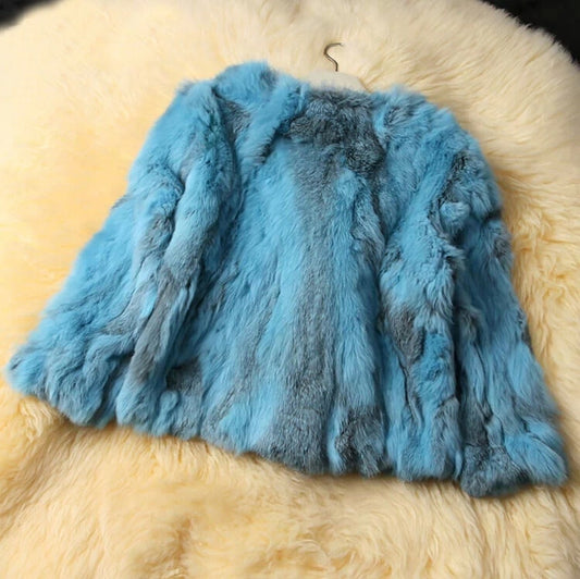 2021 New Women Fashion Brand Design Real Genuine Natural Rabbit Fur Coat  Free Shipping Female Pure Dropshipping Jacket DFP311 - Mandenge