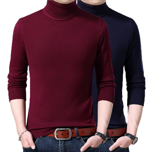 Winter New Men's Thick Turtleneck Sweater Fashion Casual Classic Style Warm Pullover Male Brand Clothes Red Blue White Black - Mandenge